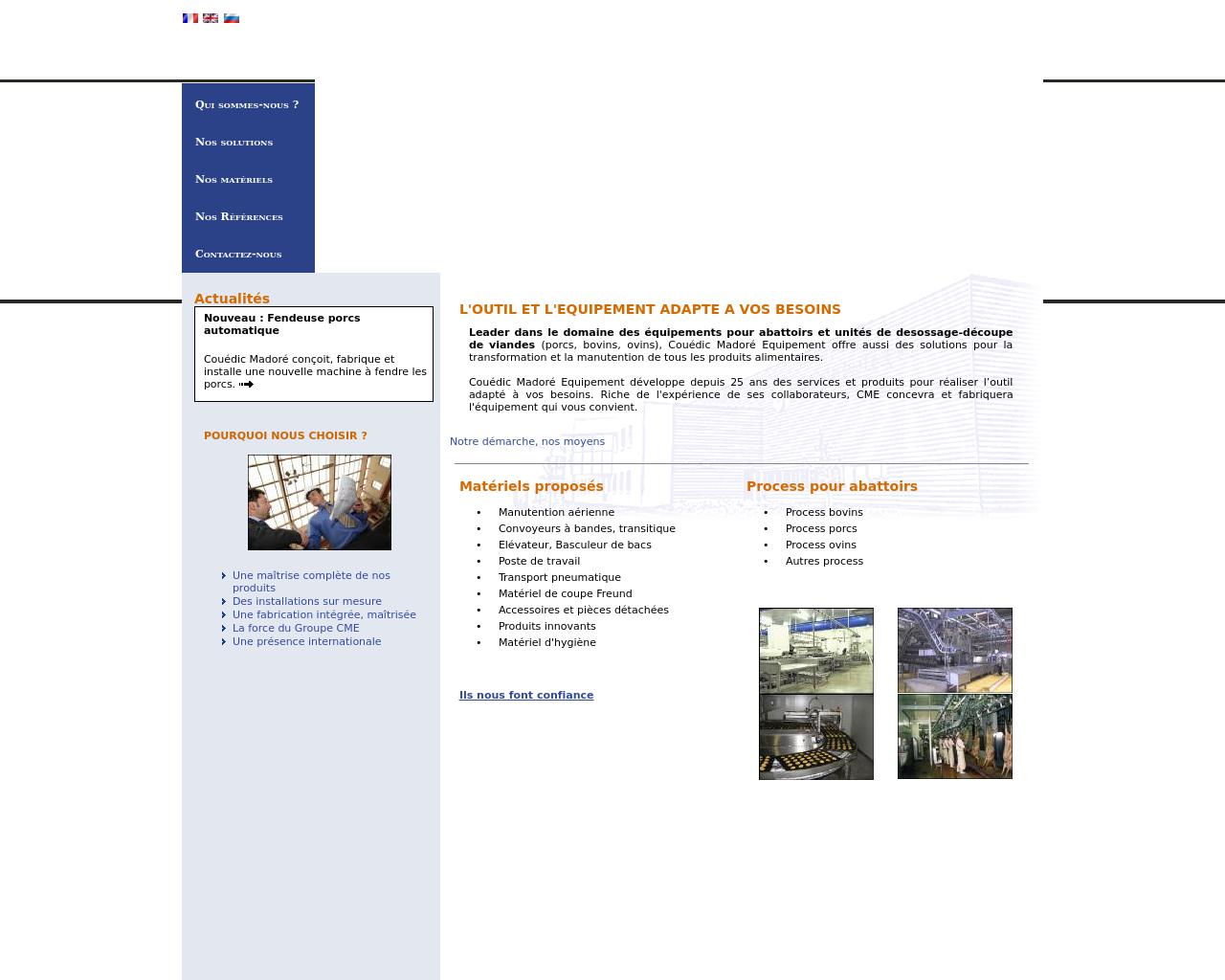 Couédic Madoré Equipement, Matériel abattoir, Matériel désossage, Machine abattoir, etc.