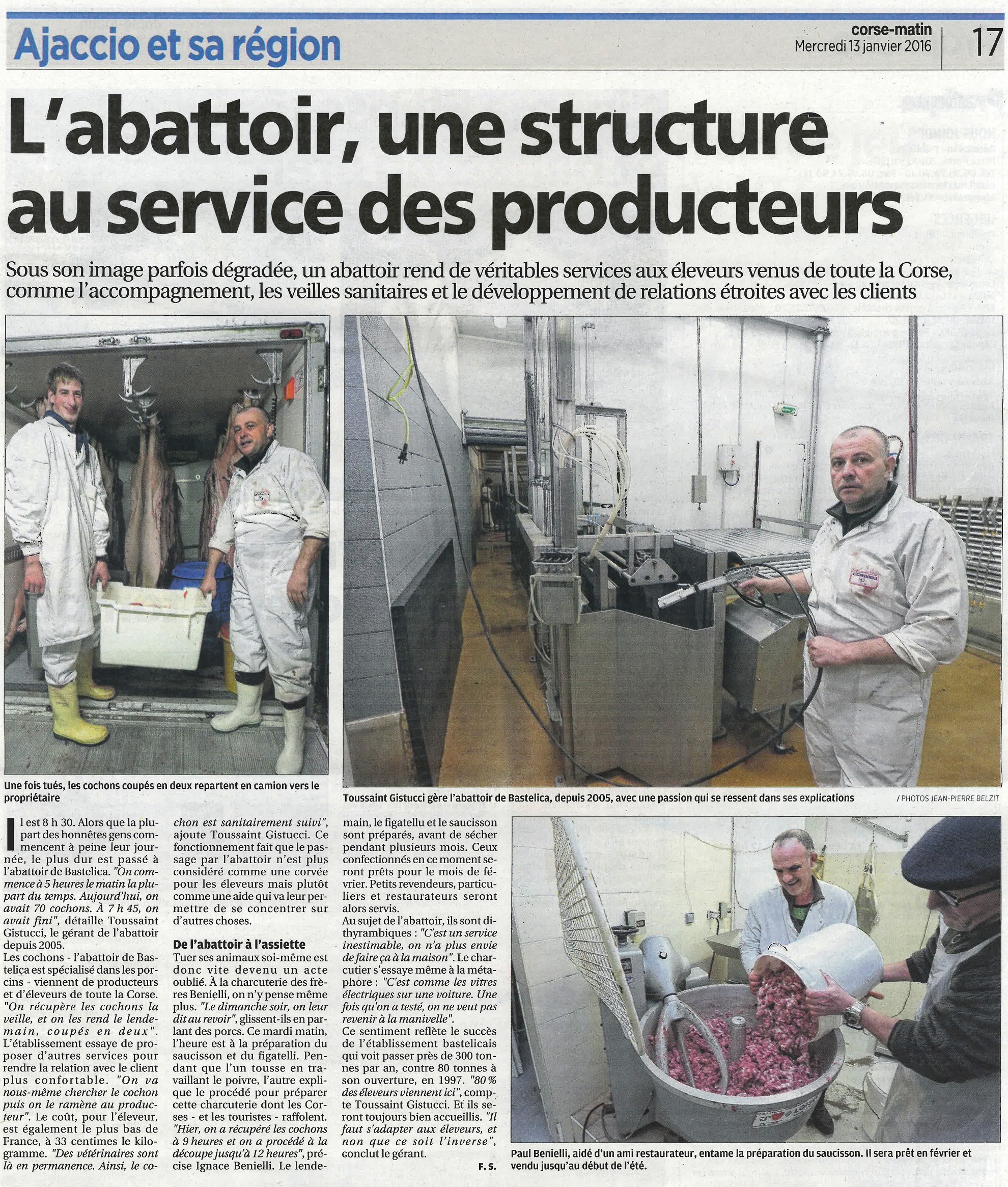 CORSE-MATIN : L'abattoir, une structure au service des producteurs