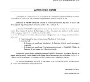 COMMUNIQUE DU PRESIDENT DU SMAC DU 09/11/2020